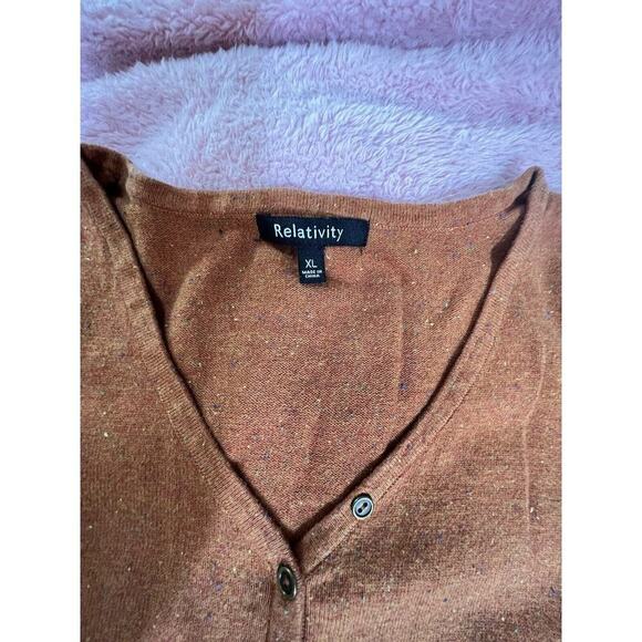 -JACKET CARDIGAN Relativity Long Sleeve Sweater XL Orange - Picture 6 of 9